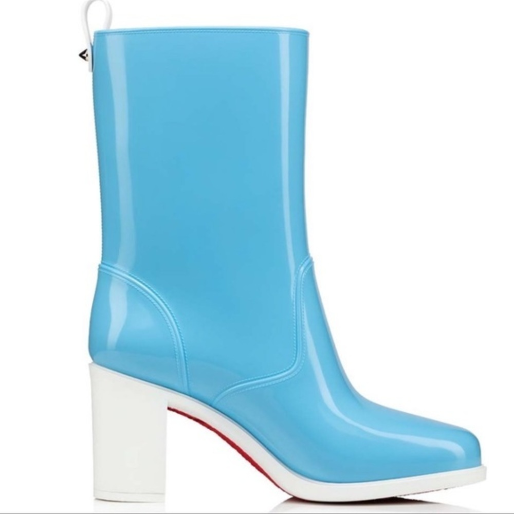 NWT Christian Louboutin Loubirain Sky Blue Rain Boots | Size 40 | - Picture 2 of 9